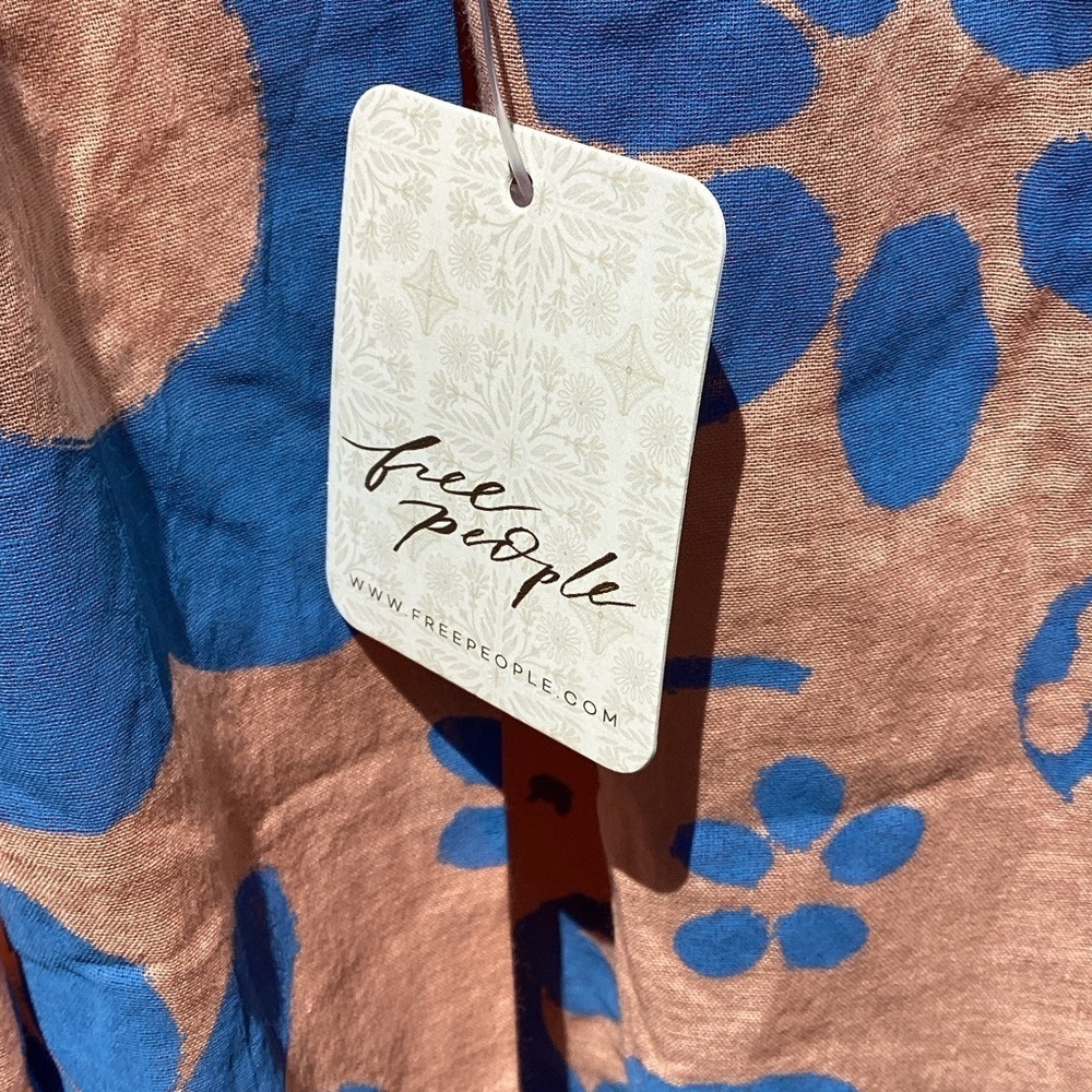 NWT Free People Ultraviolet Backless Floral Dress - Blue and Peach Size Medium 8 - Picture 7 of 10